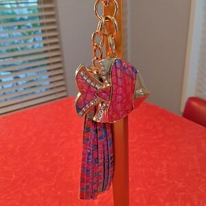 Brahmin Rainbow Fish Keychain with Tassel